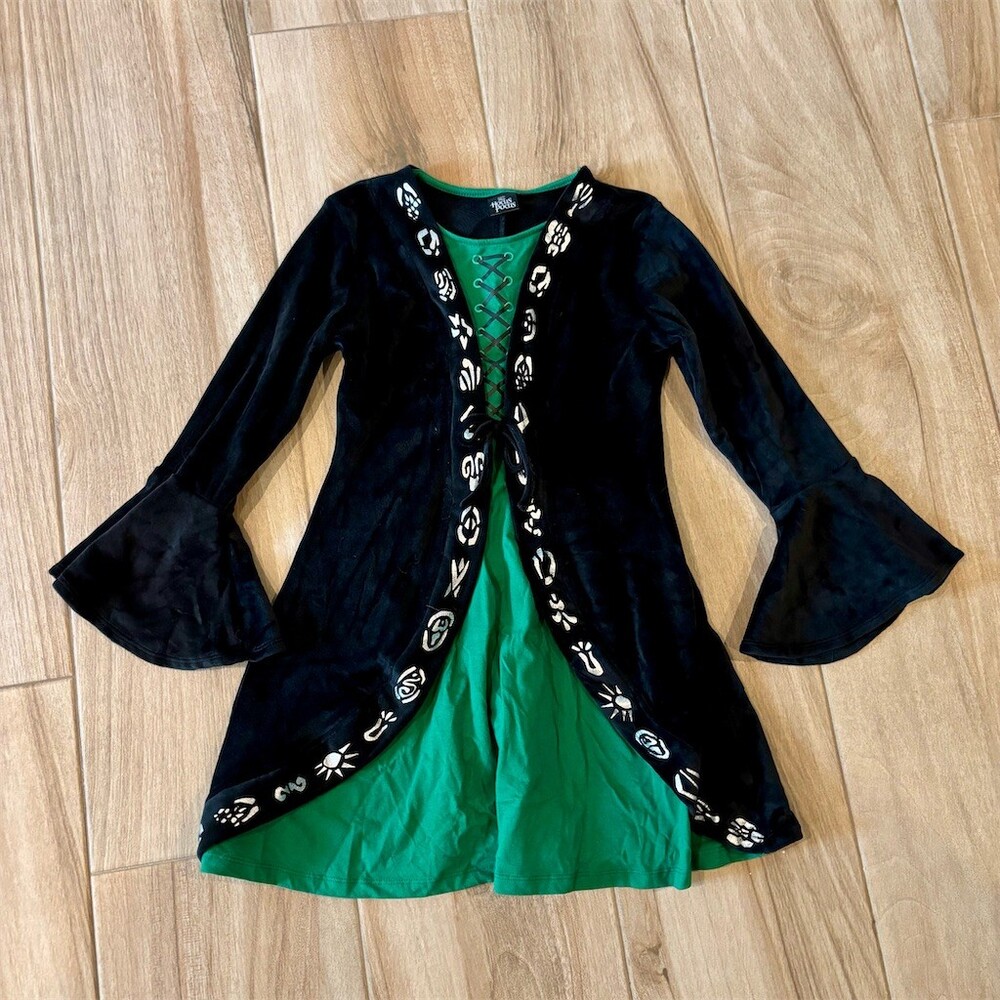 Disney Hocus Pocus Winifred Sanderson Costume Dress Girls 10/12 Black